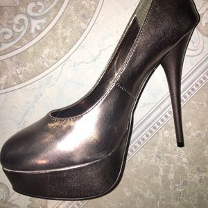 Silver Metallic Platform Heels